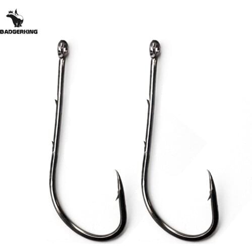 50pcs/lots fishing hook with double bait holder barb fishihooks sharp carbon steel hooks for beach fishing live bait fishing