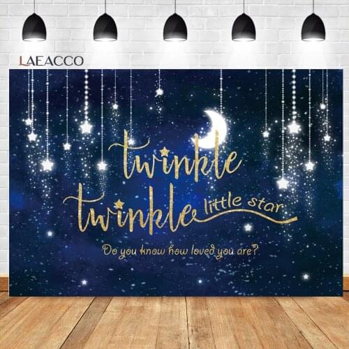 Laeacco Night Sky Scene Starry Star Shiny Moon Cloudy Background Child Photocall Customized Poster Portrait Photography Backdrop