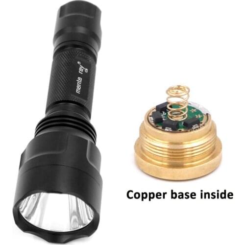 Manta ray C8 Aluminum alloy Cree XM-L U3-1A 7135x8 8-Modes white light LED Flashlight Torch By 18650 Battery For Camping Hiking