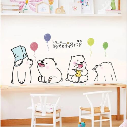 Cute lazy bear Wall stickers bedroom kids baby rooms home decoration mural art cartoon animals stickers nursery wallpaper