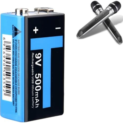 H7JF Multipurpose Batteries 9V/500mAh Lithium Batteries Large Capacity Rechargeable Cell Energy Saving Batteries