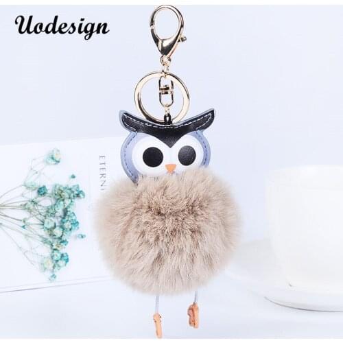 Fashion Women Imitate Rabbit Fur Ball Pompom Charm Owl Tassel Keychain Car Handbag Key Ring Pendant