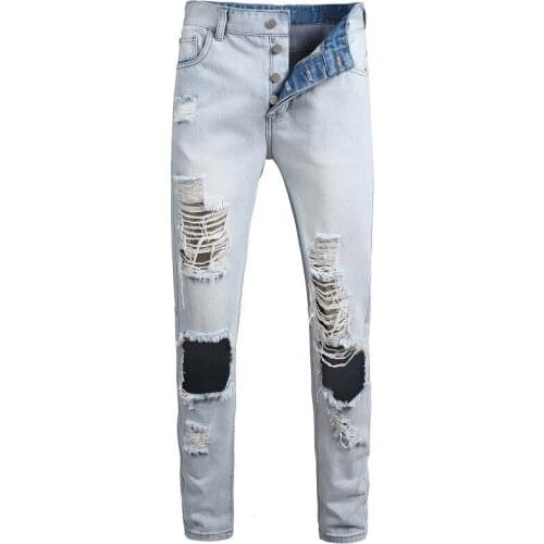 Hip Hop Streetwear Jeans Pants Vintage Fashion Causal Plus Size 42 Pantalon Homme Skinny Ripped Jeans