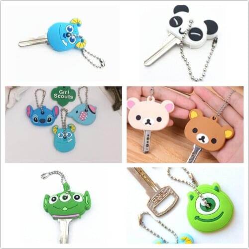 PVC Soft Plastic Cartoon Key Cover Animal Cute Creative Key Cover Key Chain Home Silicone Protective Control Dust Cover Holder