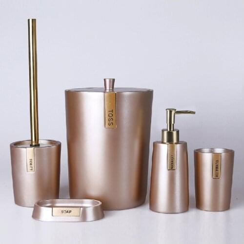 Villa Design Accessories Set Soap Dispenser Garbage Bucket Tooth Brush Holder Toilet Brush Bathroom Decoration Toilet