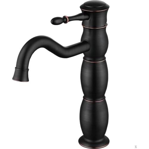 Oil Rubbed Bronze solid brass top quality bathroom sink faucet Tall western style Single hole cold hot water basin mixer faucet