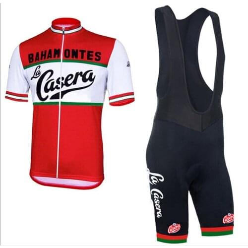 NEW Mens La Casera/Bahamontes red+white Cycling Sets summer bike clothing Cycling Jersey 9D gel pad ciclismo ropa hombre