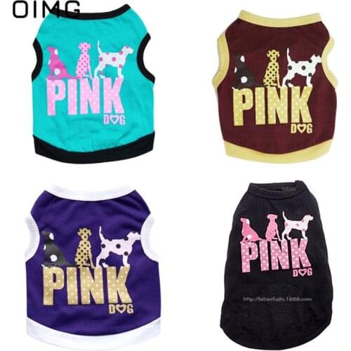OIMG Cartoon Dog Vests Clothes Letter “Pink” Leopard Print T Shirt For Small Dogs Pet Puppy Clothes Chihuahua Schnauzer Spitz