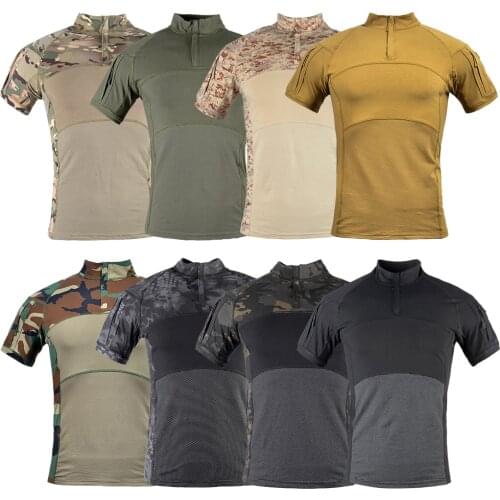 Fronter Military Camouflage Shirt Men Cotton Short Sleeve Camo Army Tactical Shirt Paintball Multicam Uniform Combat Shirts
