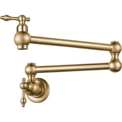 Kitchen Sink Faucets Solid Brass Single Cold Sink Mixer Tap Mounted Mounted Foldable Stretching Rotating Dual Handle Vessel Tap