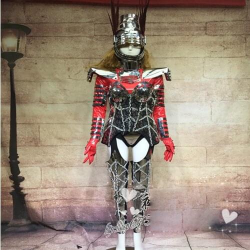 Future technology sense commercial show New red mirror man space suit catwalk DS guest gogo nightclub ds armor performance suit