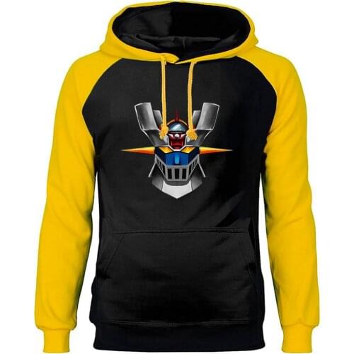 Japanese Classic Anime Mazinger Z Sweatshirt Mens Harajuku Streetwear Crewneck Raglan Hoodies Round Collar Pullovers Men Tops
