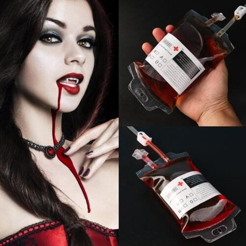 Halloween Party Props Decoration 400ML PVC Blood Juice Energy Drink Pouch Bag Halloween Blood Drink Bag