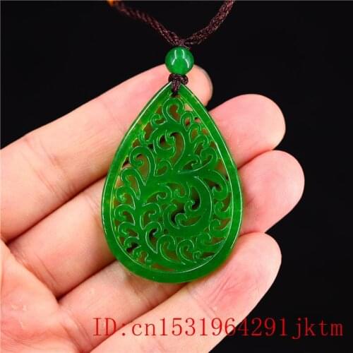Green Jade Grass Pendant Amulet Fashion Lucky Jewellery Natural Necklace Chinese Gifts Charm Jadeite Carved