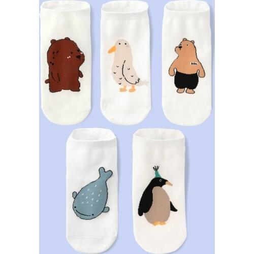 Women Socks Cartoon Animal whale socks cute Kawaii Funny ankle Socks invisible slip Funny Socks girl Cotton boat women socks