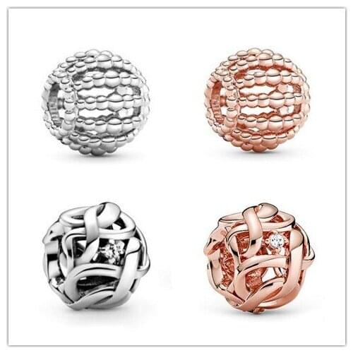 Authentic 925 Sterling Silver Charm Openwork Woven Infinity Charm Bead Fit Women pandora Bracelet & Necklace Diy Jewelry