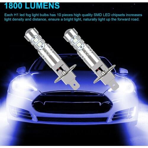 1 Pair H1 LED Headlight Bulbs 1800LM 8000K Ice Blue Super Bright Fog Light Car Headlights Waterproof Dust-proof Headlights
