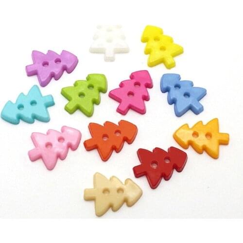 1000pcs 17x13mm Plastic Christmas Tree Buttons 2 Holes Sewing Accessories Cardmaking Embellishments Scrapbooking DIY Crafts