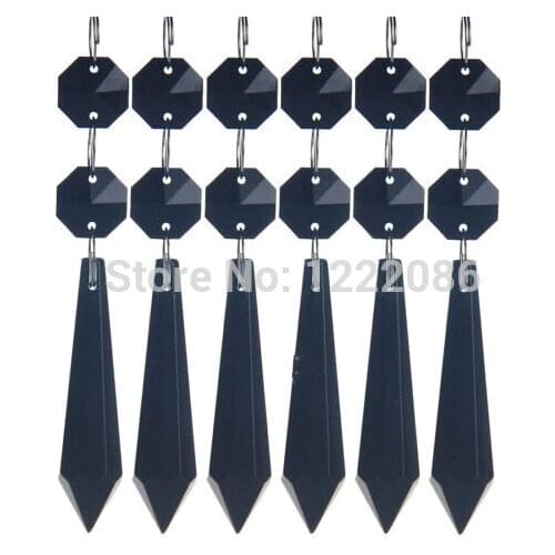16pcs BLACK GLASS CHANDELIER ICICLES CRYSTAL PRISMS LAMP PARTS HANGING DROPS