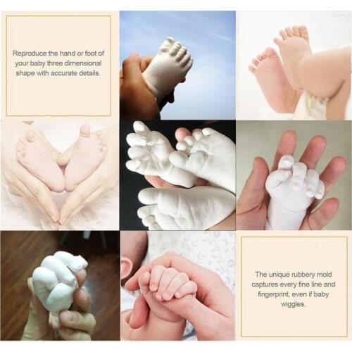 3D Plaster Molding Clone Powder Kids Handprints Footprints Baby Hand Foot Save Modeling Clay Mini Kit DIY Baby Hand Foot Casting