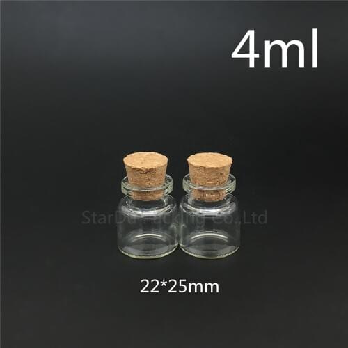 600pcs 4ml Small Cute Mini Cork Stopper Glass Bottles Vials Jars Containers 4cc Small Wishing Bottle with Cork
