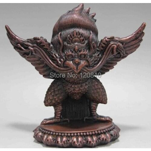 9 China Buddhism Temple exquisite Red Copper Garuda Bird God Buddha Statue
