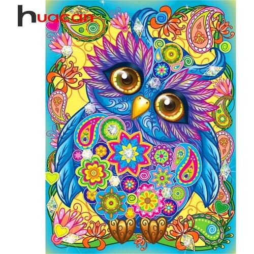 Huacan 5d DIY Diamond Art Painting Full Square/Round Owl Cartoon Mosaic Diamond Embroidery Animal Bird Wall Decor