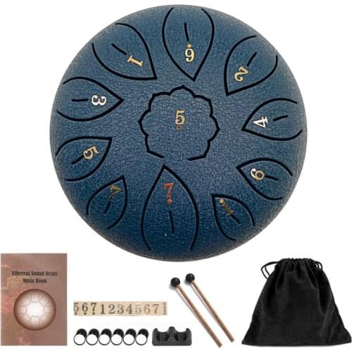 Tongue Drum 6 Inch Steel Tongue Drum Set 11 Tune Hand Pan Drum Pad Tank Sticks Carrying Bag Percussion Instruments Accessories