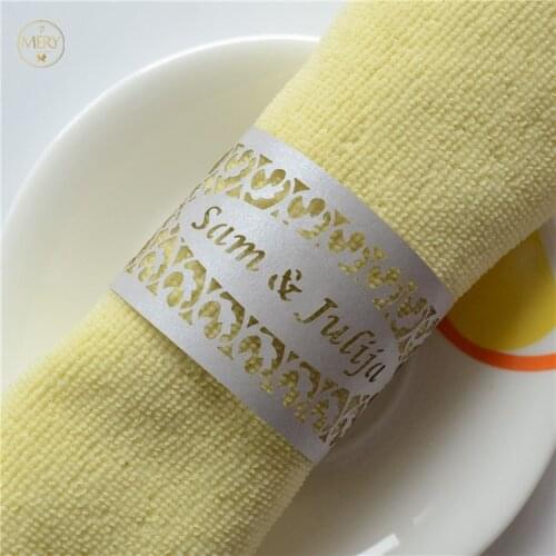 Free shipping Laser cut filigree fence custom wedding napkin rings for towel holder