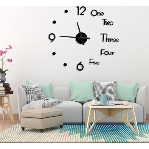 3D DIY Big Wall Clock Modern Minimalist Design Mute Self-adhesive Wall Sticker Clock Wall Clock Home Living Room Adornment