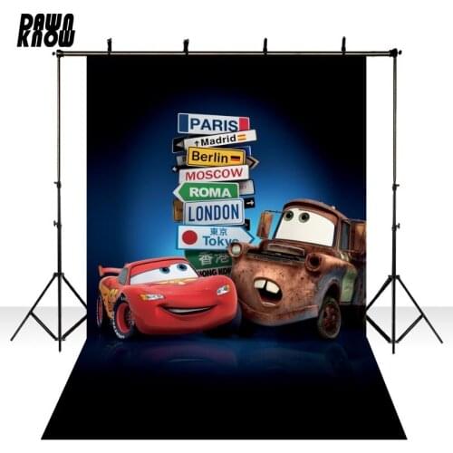 DAWNKNOW Red Car Backdrop Photography Background Cartoon Children Baby Birthday Party Tapestry Photocall Photo Studio Y236