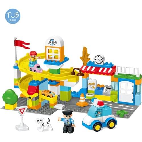 Big Building Blocks City Slide Car Model Accessories Compatible With Duplo Slideway Puzzle Assembling Children Diy Toy Sets Gift
