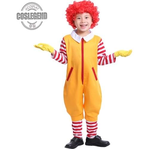Kids Fastfood the Yellow Clown Costume Child Halloween Cosplay Costume