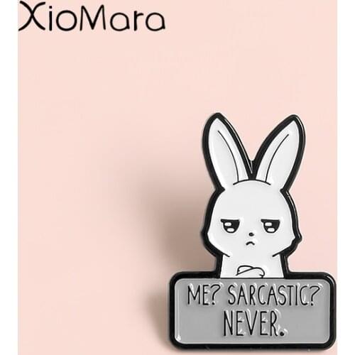 Sarcastic Bunny Enamel Pins Meme Funny Rabbit Cute Animal jewelry Feminism Badges Brooches Lapel Pins For Women Friends Gifts