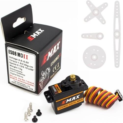 Emax Digital Servo ES08DII 12g/ 1.6/2.0 kg.cm High-speed Mini Metal Gear for RC Model Boat Car Robot Upgrade Spare Parts