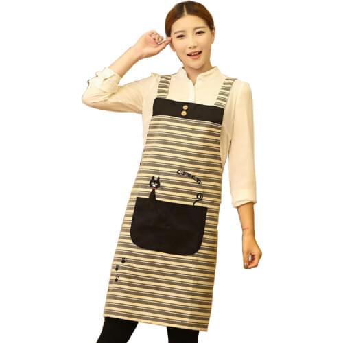 Cotton Bib Apron With Pocket Men And Women Chef Restaurant Working Cooking Baking Kitchen Coffe Tea Shop Pinafore Apron logo
