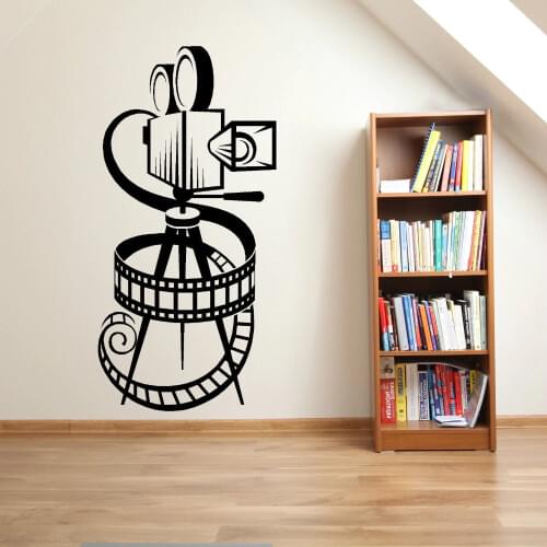 Art Design Movie Camera Film Reel Wall Sticker Home Art Decor Vinyl Wall Mural Home Cinema Vintage Theatre Wall Decals Y-836