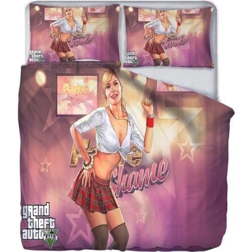 Hot Game GTA V Bedding Set Grand Theft Auto 5 Pattern Duvet Cover Pillowcase Twin Full Queen King Cartoon Bed Linen Bedclothes
