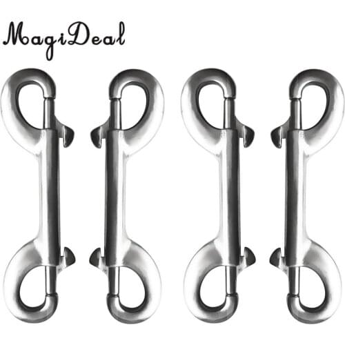 MagiDeal Newest 4 Pieces 10cm Scuba Diving Dual End Bolt Clip 316 Stainless Steel Double Ended Snap Bolt Clip