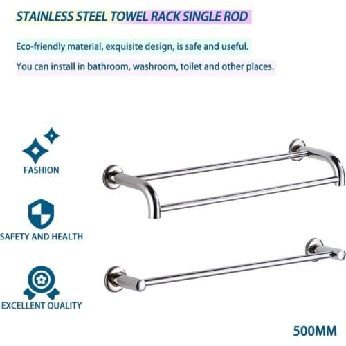 Multifunctional Stainless Steel Anti-rust Towel Rack Toilet Bathroom Washroom Storage Rack Holder Household Hanging Bar Rod