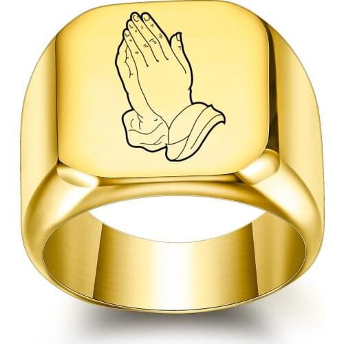 18mm Praying Hands Ring Infinity Titanium Steel Mens and Womens Ring