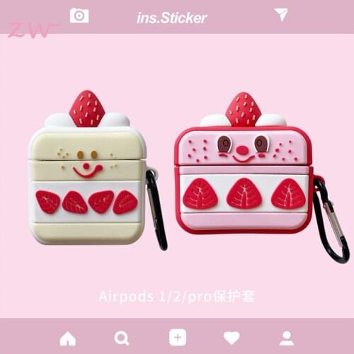 Cute Strawberry Cake Soft Silicone Earphone Case For Airpods Pro 3 Protective Cover For Airpods 1 2 Cute Bluetooth Coque