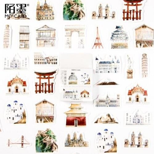 XINAHER 45 pcs/lot Vintage famous buildings scenery paper sticker package DIY diary decoration sticker album scrapbooking