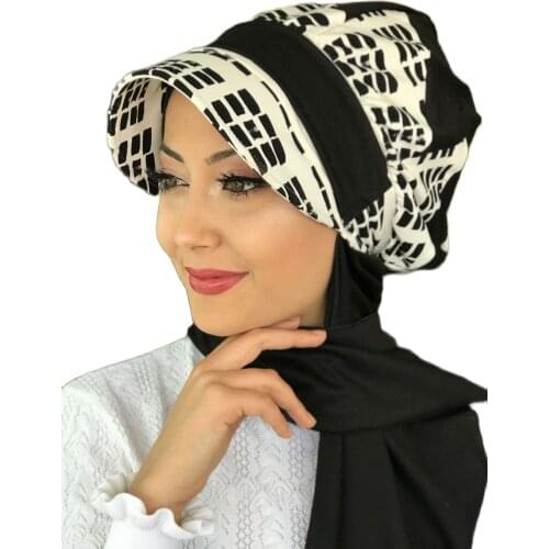 2021 new Fashion Hijab Women Muslim Bathing Cap Islamic Hijab Scarf Scarf Black White Karelir Horsehair Hat