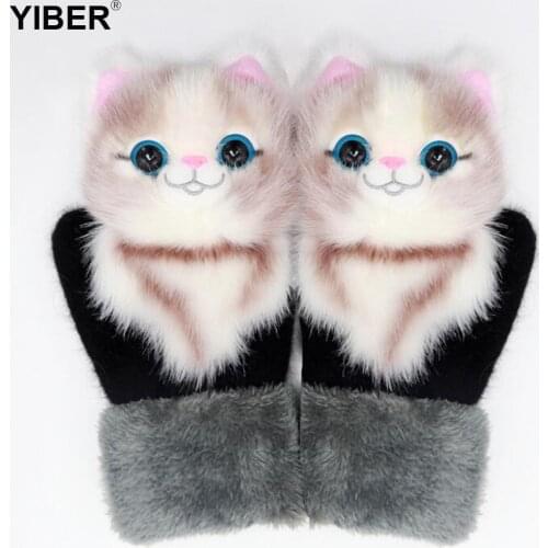 New Fashion Christmas Gifts Kids Gloves 5-15 Years Winter Warm Childrens Gloves Plus Velvet Thickened Cartoon Outfit Girls Glov