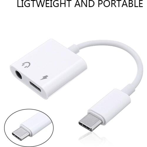 Portable USB Type-C Male to 3.5mm Female Headphone Jack Adapter Splitter Audio Video Cable Connector for Samsung s10 s20 note 9