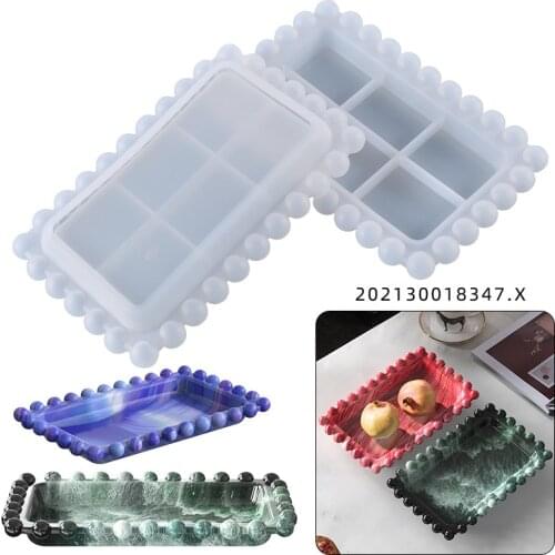 DIY Crystal Epoxy Dropping Mold Rectangle Beaded Receptacle Tray Accessory Dish Silica gel Mold Home Decoration Handicraft