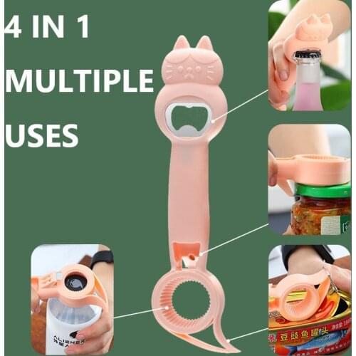 Portable Beer Bottle Opener Manual Can Opener 4 In 1 Multipurpose Bar Tool Drink Opening Remover Bar Tools Easiest Can Opener