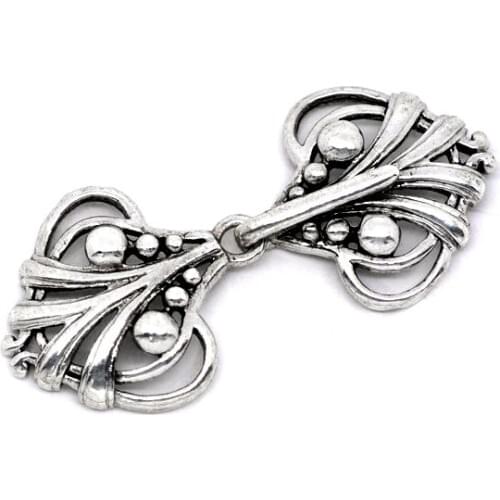 DoreenBeads Silver Color Heart Charm Sweater Clasps 25x21mm,sold per pack of 5 pairs