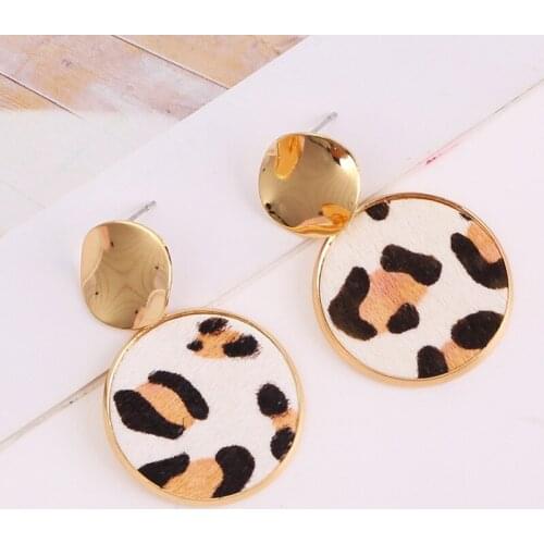 New Arrival Trendy Boho Leopard Zebra Printed Fur Drop Earring America Hot Selling Leather Earring for Women Girls Holiday Party